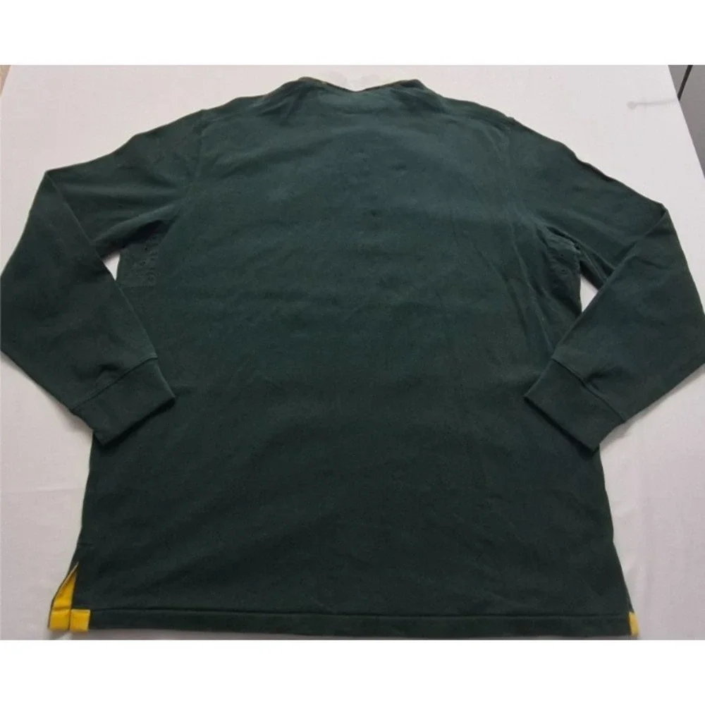 Polo Ralph Lauren men's green rugby shirt Yellow Big Pony Logo #2 LS Y2K‎ VTG
